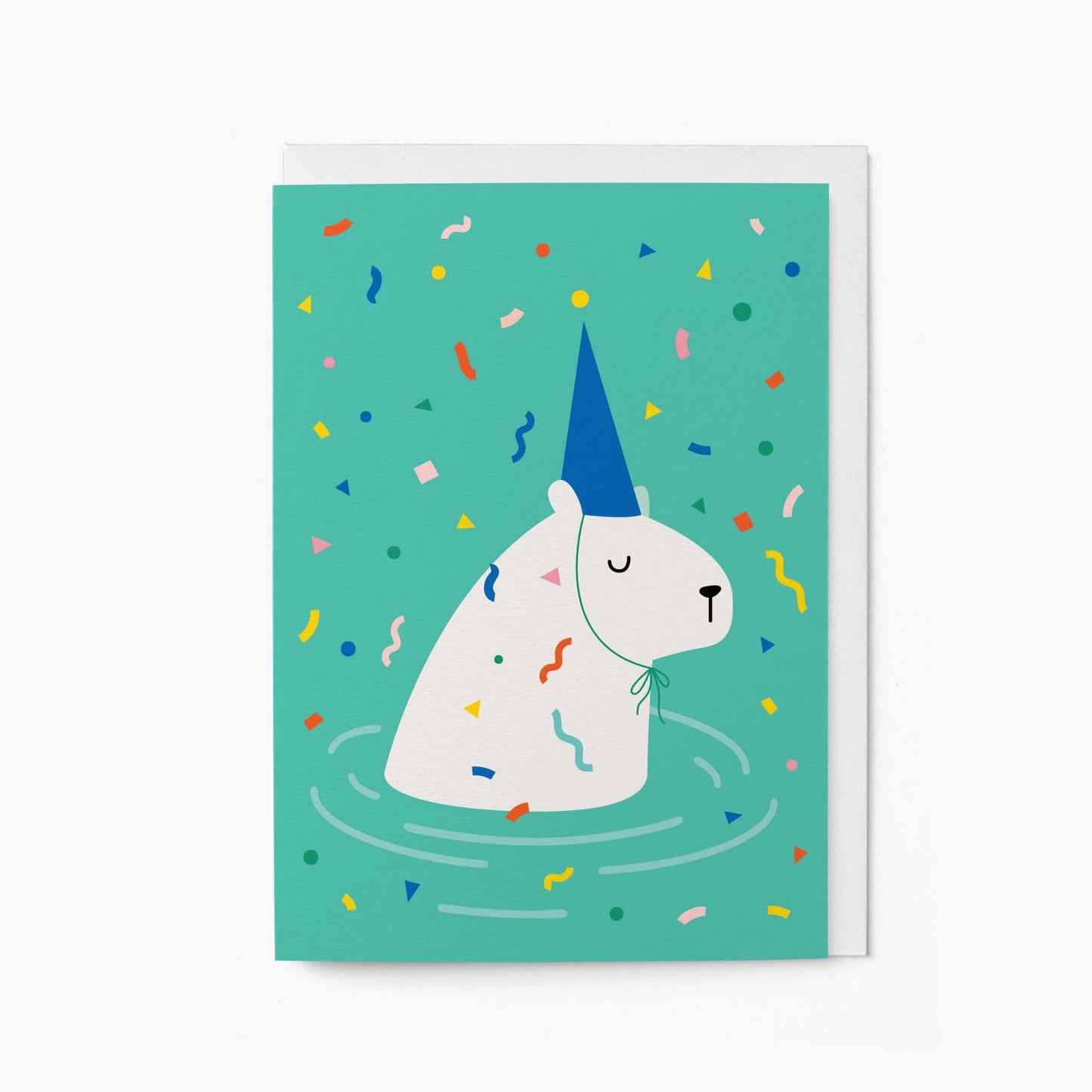 Capybara Pool Party - Party Animals Greeting Card: Standard cello