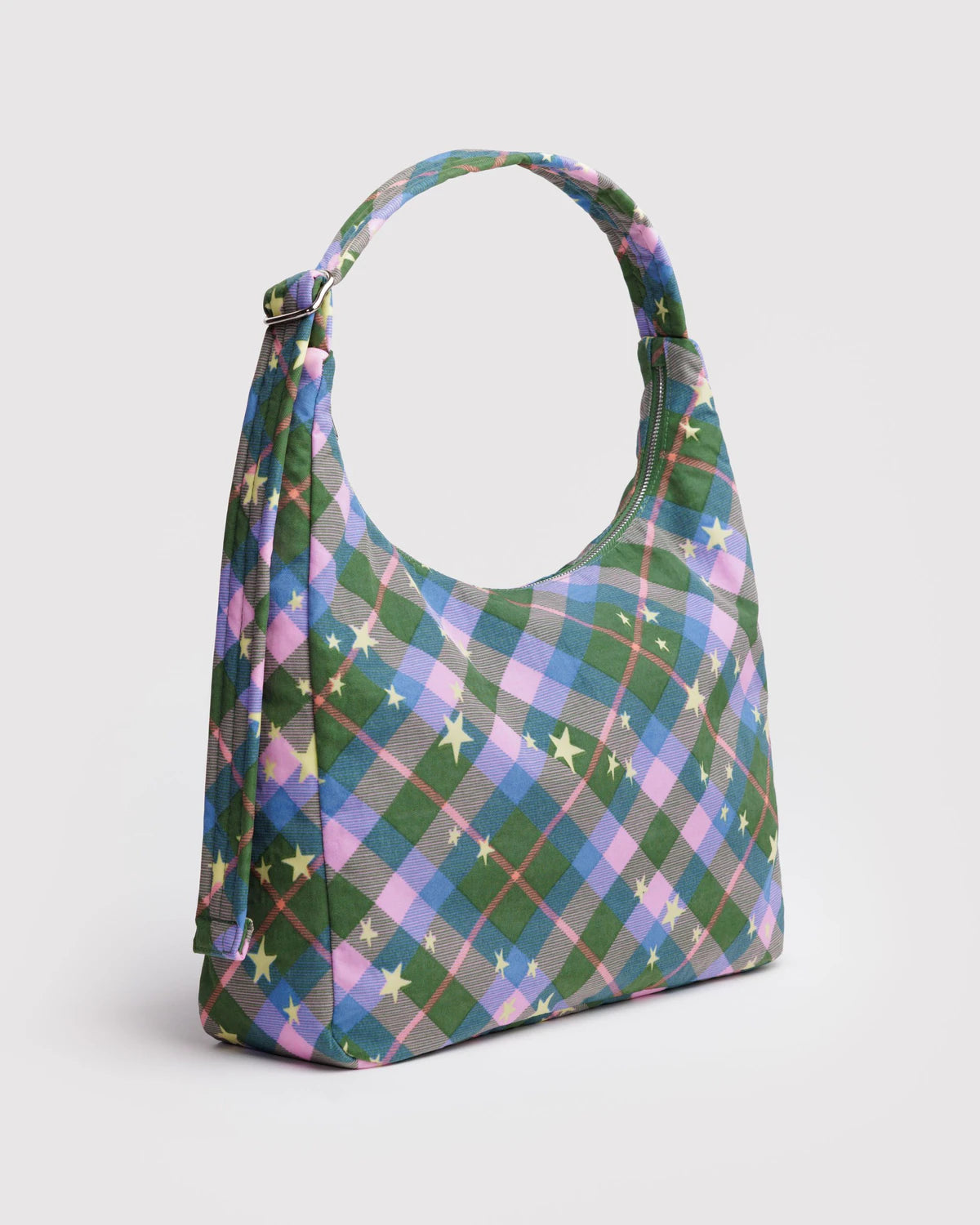 Nylon Shoulder Bag - Green Star Plaid