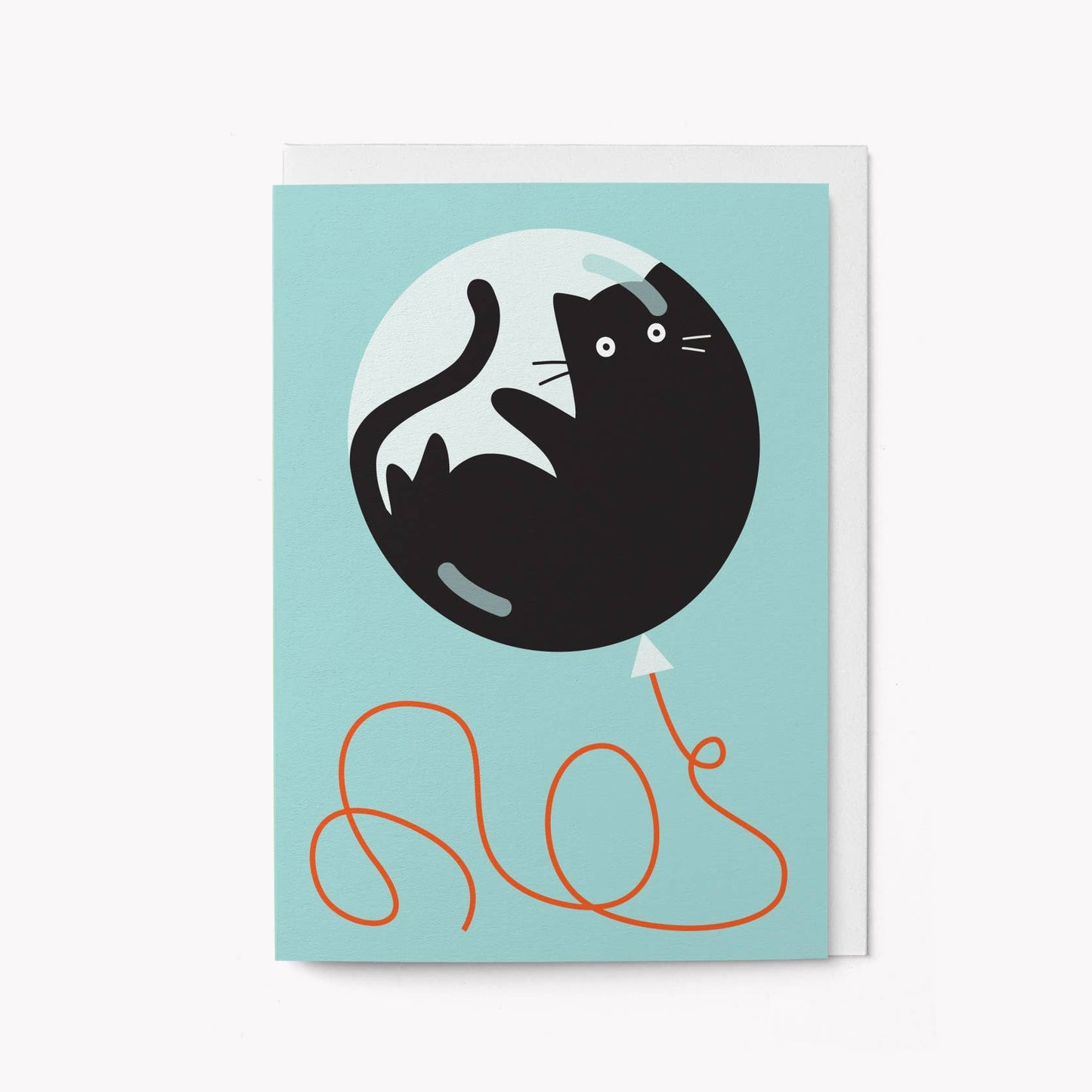 Cat and Balloon Greeting card: Standard cello