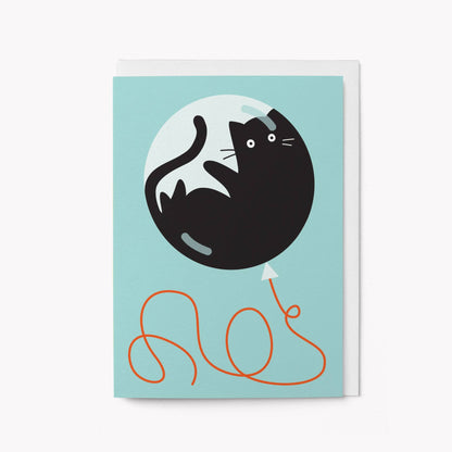 Cat and Balloon Greeting card: Standard cello