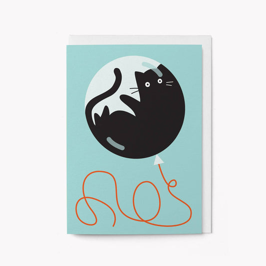 Cat and Balloon Greeting card: Standard cello