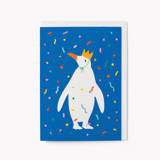 King Penguin Celebration - Party Animals Greeting Card: Standard cello